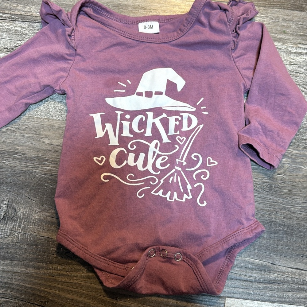 Purple 'Wicked Cute' Baby Onesie